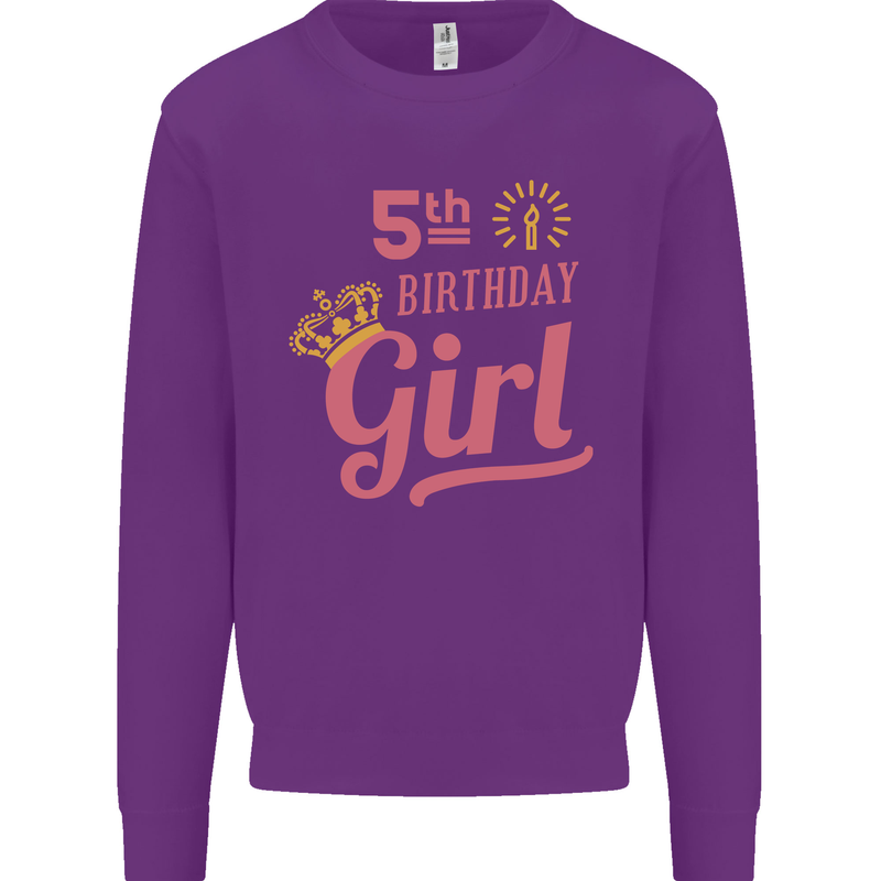 5th Birthday Girl 5 Year Old Princess Kids Sweatshirt Jumper Purple
