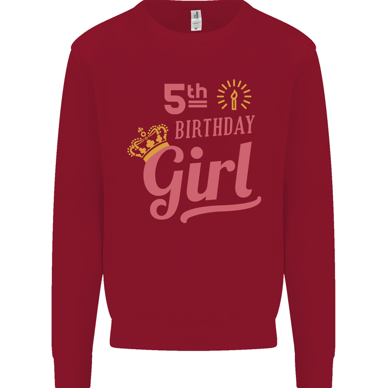 5th Birthday Girl 5 Year Old Princess Kids Sweatshirt Jumper Red