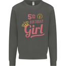 5th Birthday Girl 5 Year Old Princess Kids Sweatshirt Jumper Storm Grey