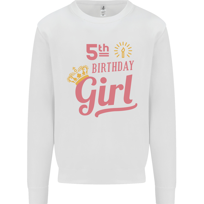 5th Birthday Girl 5 Year Old Princess Kids Sweatshirt Jumper White