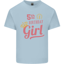5th Birthday Girl 5 Year Old Princess Kids T-Shirt Childrens Light Blue