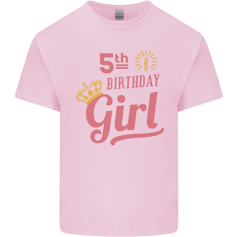 5th Birthday Girl 5 Year Old Princess Kids T-Shirt Childrens Light Pink