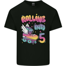 5th Birthday Roller Skating 5 Year Old Kids T-Shirt Childrens Black