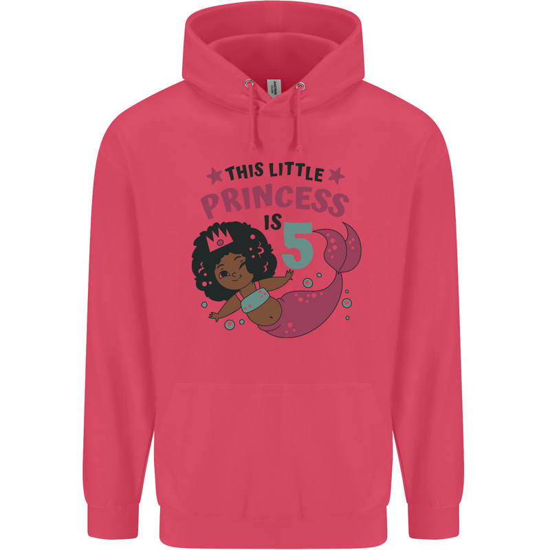 5th Mermaid Birthday 5 Year Old Childrens Kids Hoodie Heliconia