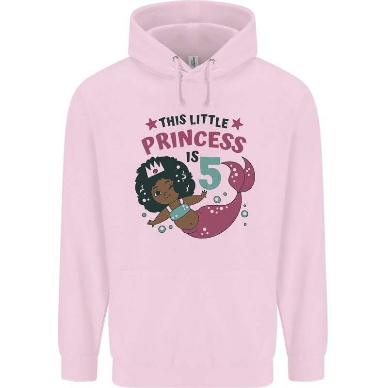 5th Mermaid Birthday 5 Year Old Childrens Kids Hoodie Light Pink