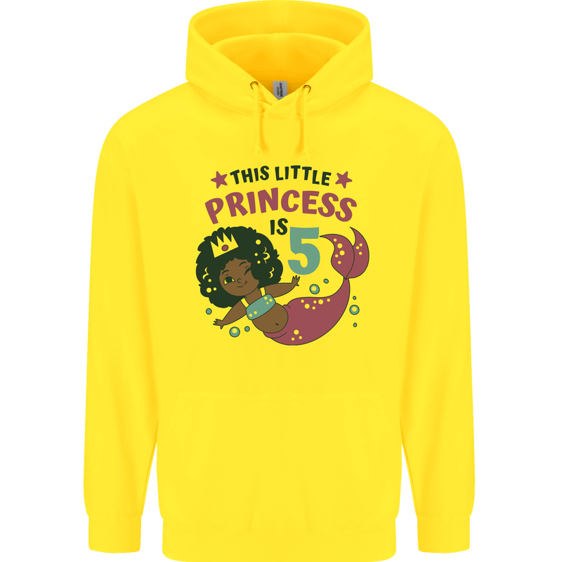 5th Mermaid Birthday 5 Year Old Childrens Kids Hoodie Yellow