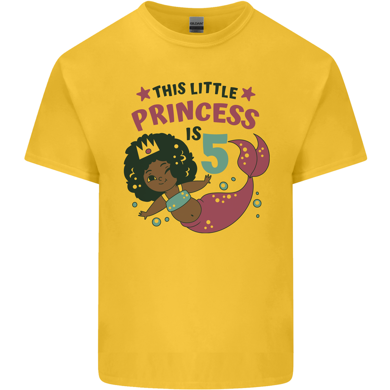 5th Mermaid Birthday 5 Year Old Kids T-Shirt Childrens Yellow