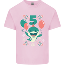 5th Shark Birthday 5 Years Old Kids T-Shirt Childrens Light Pink
