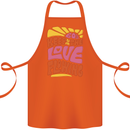 60s Keep the Love Flowing Funny Hippy Peace Cotton Apron 100% Organic Orange