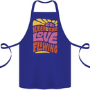 60s Keep the Love Flowing Funny Hippy Peace Cotton Apron 100% Organic Royal Blue