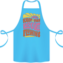 60s Keep the Love Flowing Funny Hippy Peace Cotton Apron 100% Organic Turquoise