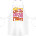 60s Keep the Love Flowing Funny Hippy Peace Cotton Apron 100% Organic White