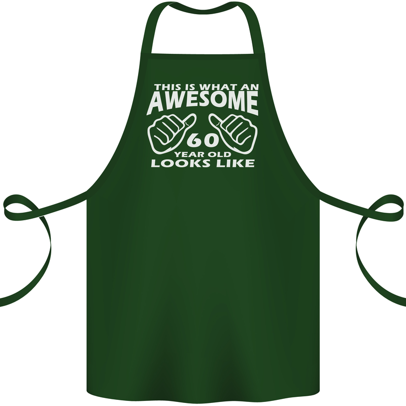 60th Birthday 60 Year Old This Is What Cotton Apron 100% Organic Forest Green