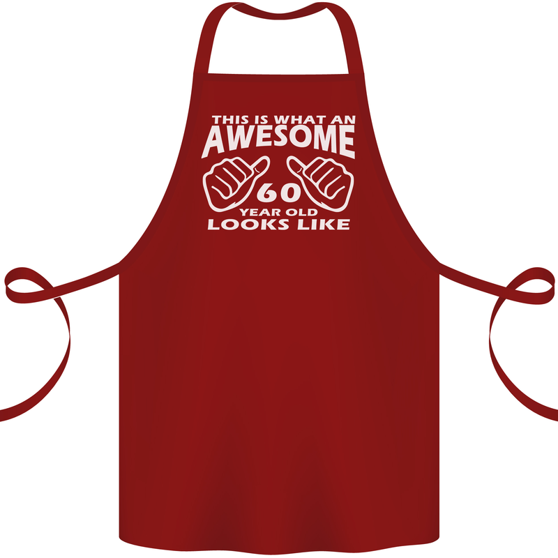 60th Birthday 60 Year Old This Is What Cotton Apron 100% Organic Maroon