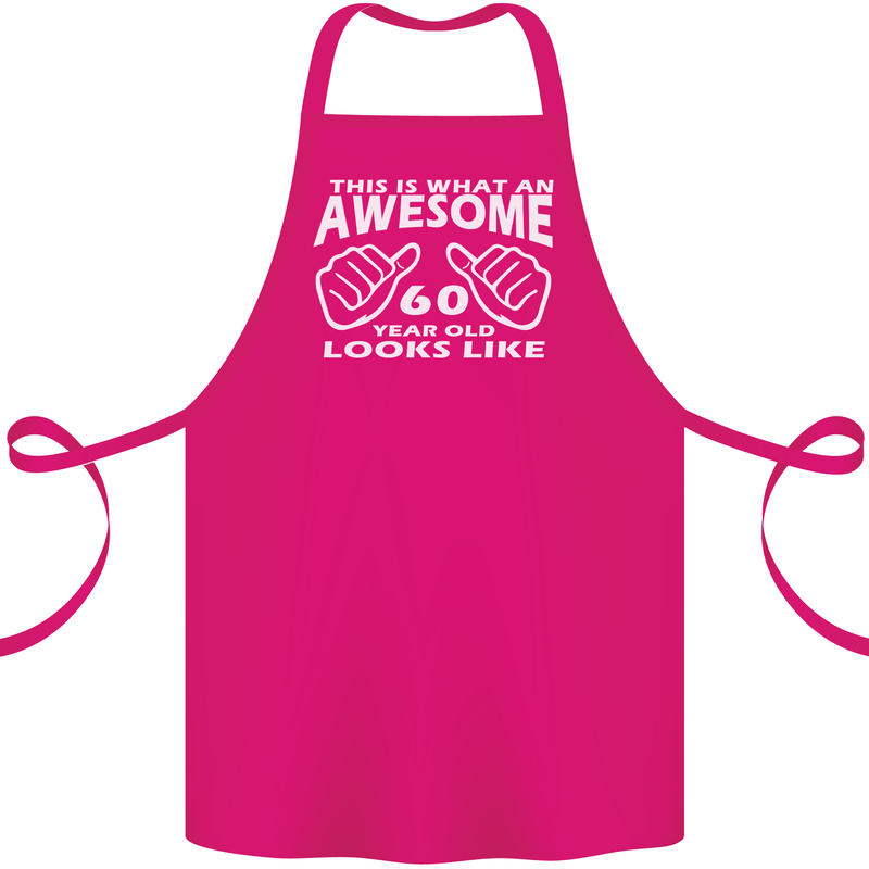 60th Birthday 60 Year Old This Is What Cotton Apron 100% Organic Pink