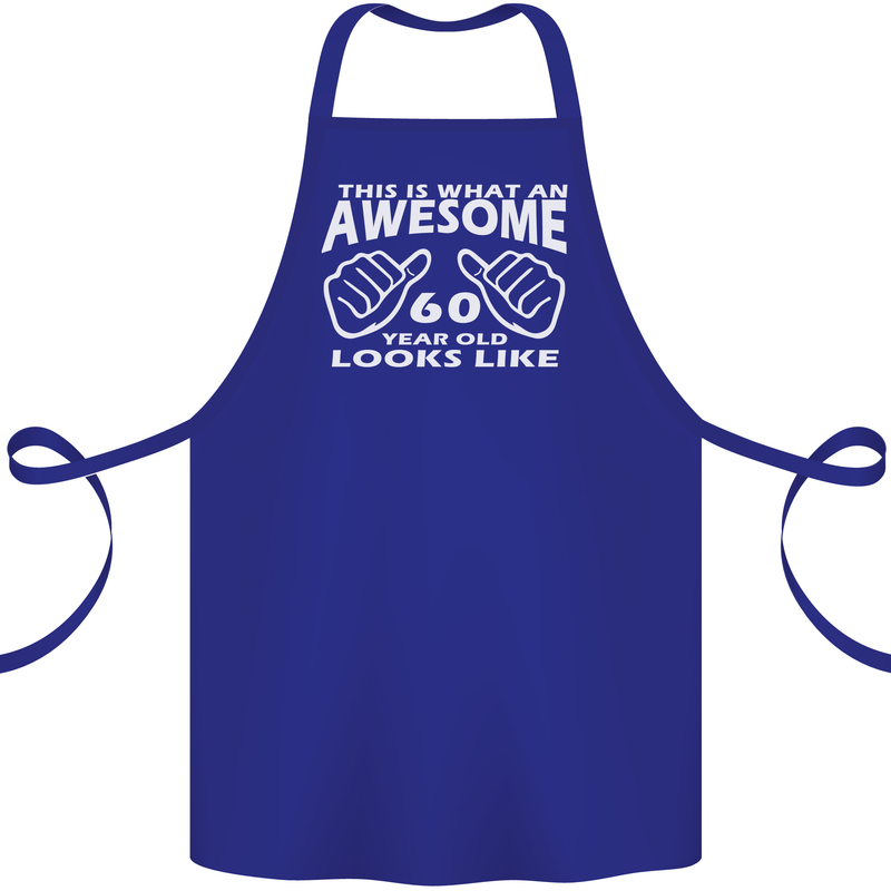 60th Birthday 60 Year Old This Is What Cotton Apron 100% Organic Royal Blue