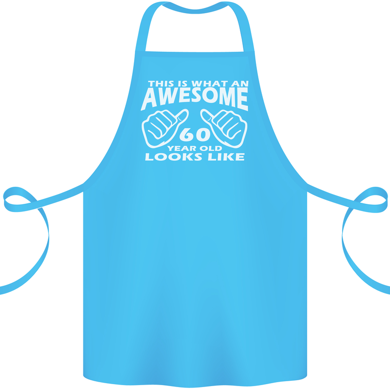 60th Birthday 60 Year Old This Is What Cotton Apron 100% Organic Turquoise