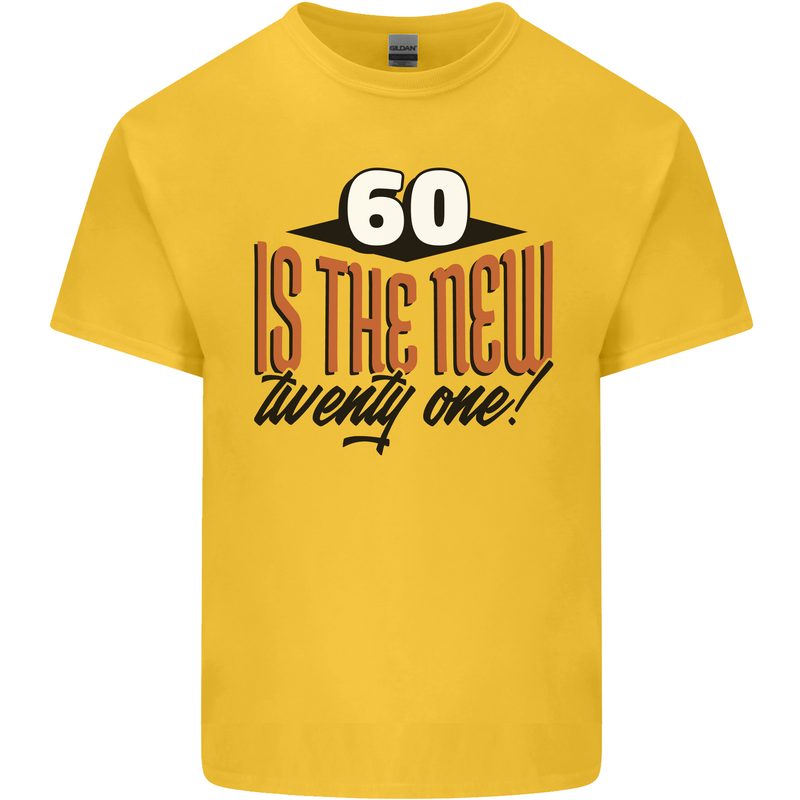 60th Birthday 60 is the New 21 Funny Mens Cotton T-Shirt Tee Top Yellow