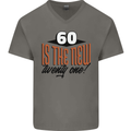 60th Birthday 60 is the New 21 Funny Mens V-Neck Cotton T-Shirt Charcoal