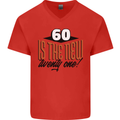 60th Birthday 60 is the New 21 Funny Mens V-Neck Cotton T-Shirt Red