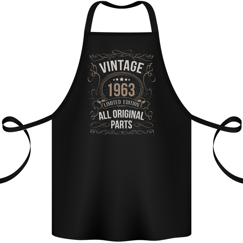 60th Birthday Limited Edition 1963 Cotton Apron 100% Organic Black