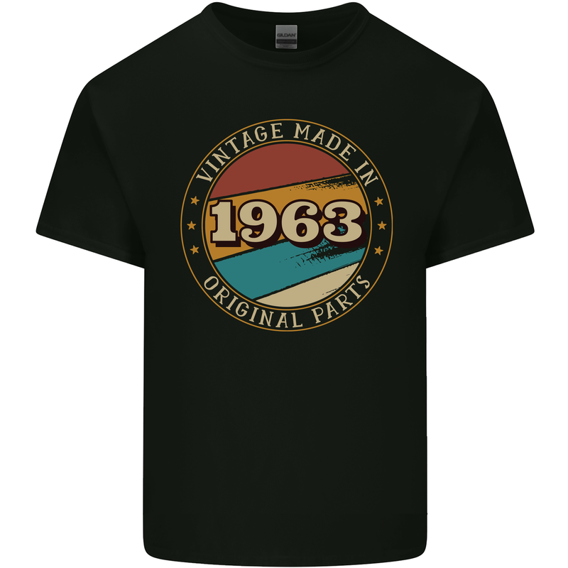 60th Birthday  Vintage Made In 1963 Mens Cotton T-Shirt Tee Top Black