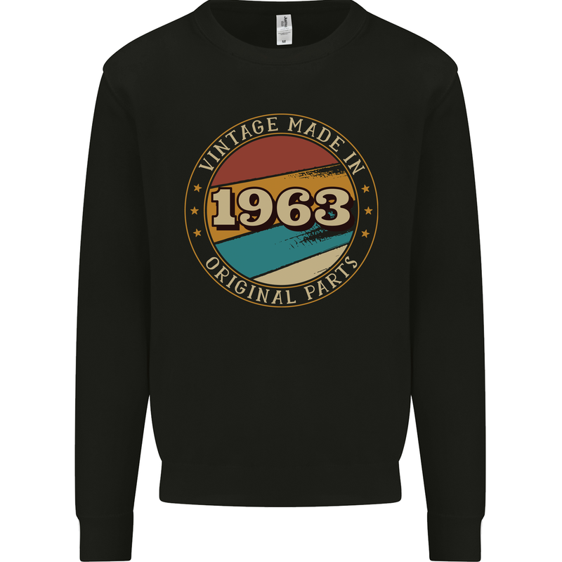 60th Birthday  Vintage Made In 1963 Mens Sweatshirt Jumper Black