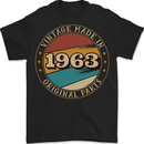 60th Birthday  Vintage Made In 1963 Mens T-Shirt 100% Cotton BLACK