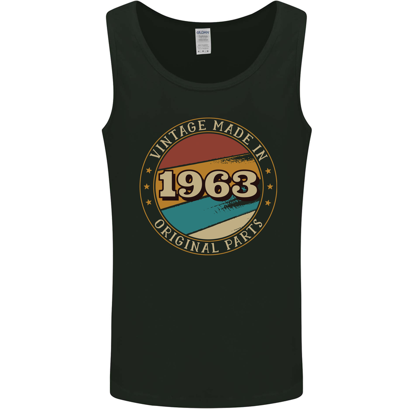 60th Birthday  Vintage Made In 1963 Mens Vest Tank Top Black