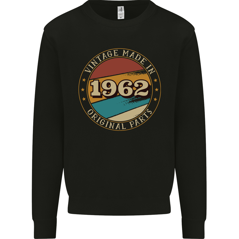 61st Birthday  Vintage Made In 1962 Mens Sweatshirt Jumper Black