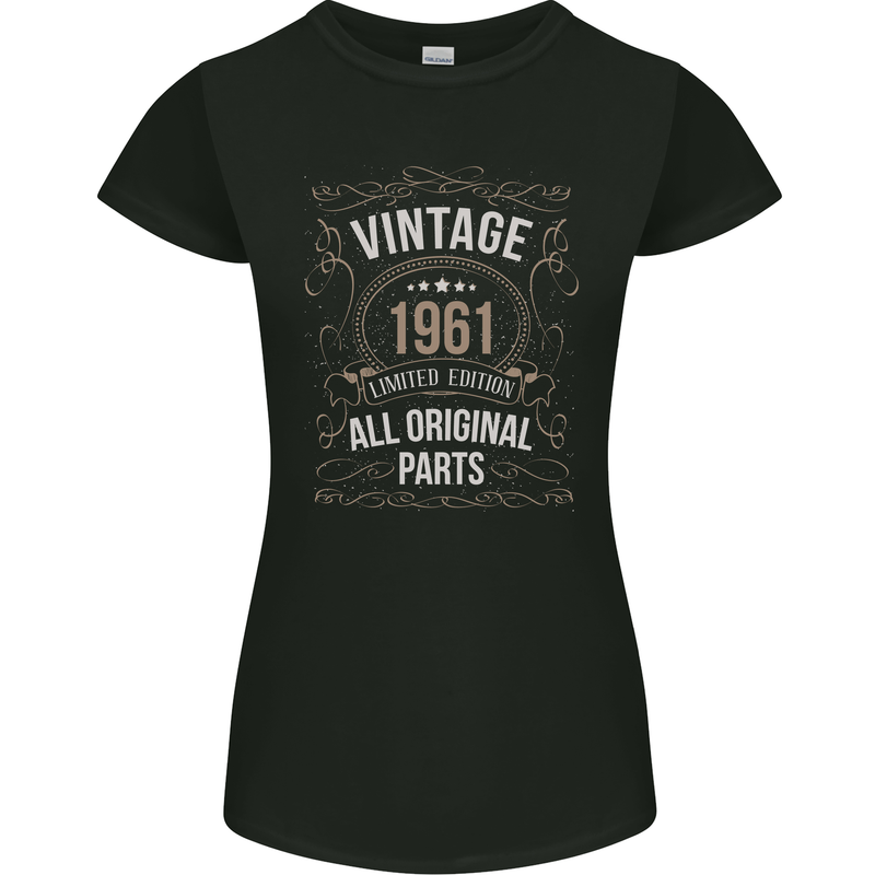 62nd Birthday Limited Edition 1961 Womens Petite Cut T-Shirt Black