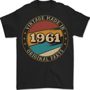 62nd Birthday  Vintage Made In 1961 Mens T-Shirt 100% Cotton BLACK