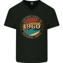 63rd Birthday  Vintage Made In 1960 Mens V-Neck Cotton T-Shirt Black