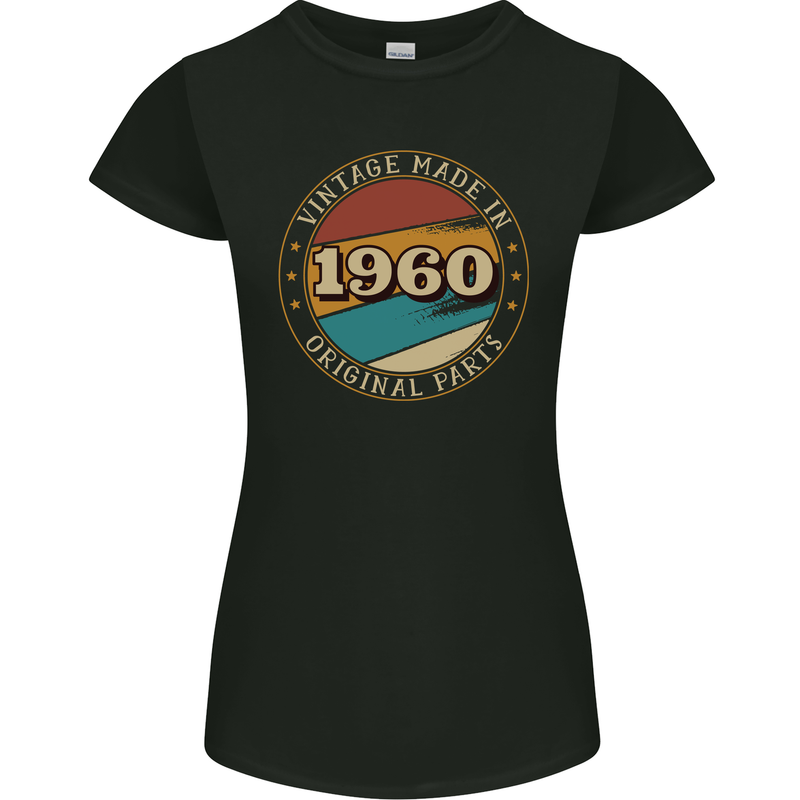 63rd Birthday  Vintage Made In 1960 Womens Petite Cut T-Shirt Black