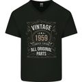 64th Birthday Limited Edition 1959 Mens V-Neck Cotton T-Shirt Black