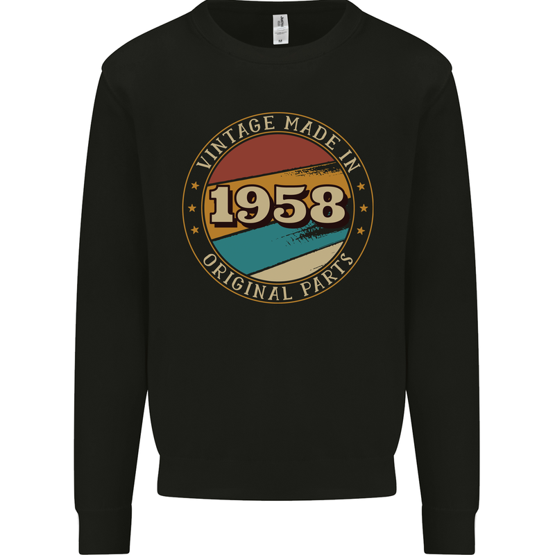65th Birthday  Vintage Made In 1958 Mens Sweatshirt Jumper Black