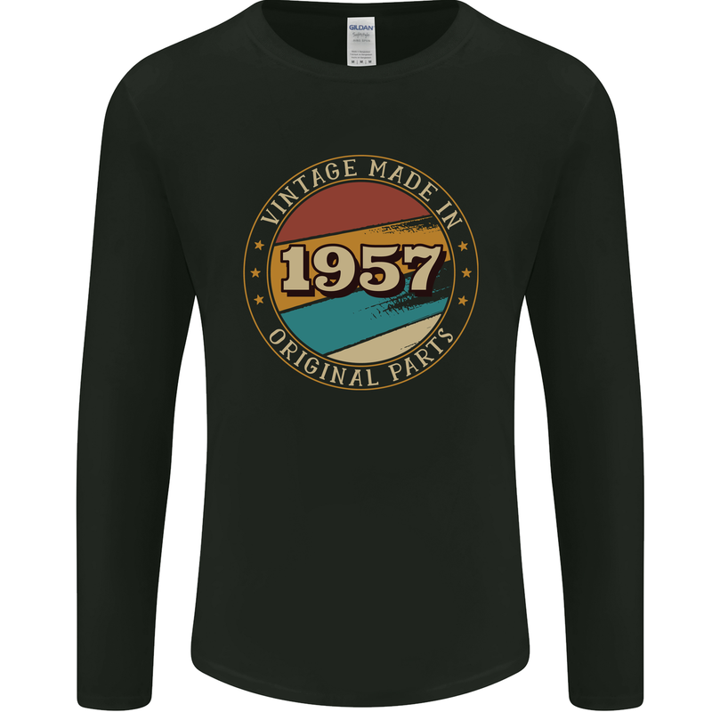 66th Birthday  Vintage Made In 1957 Mens Long Sleeve T-Shirt Black