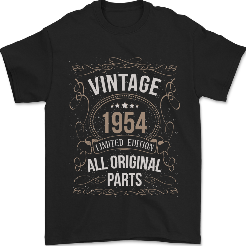 69th Birthday Limited Edition 1954 Mens T-Shirt 100% Cotton Black