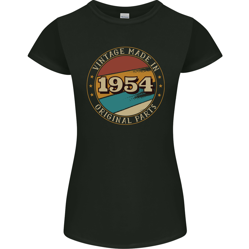 69th Birthday  Vintage Made In 1954 Womens Petite Cut T-Shirt Black