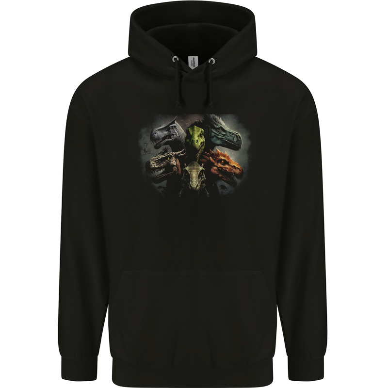 6 Dinosaur Collage T-Rex Raptor Dragons Childrens Kids Hoodie Black