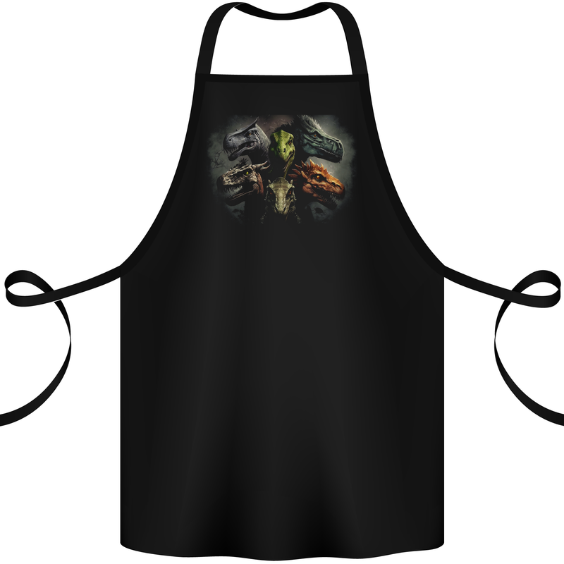 6 Dinosaur Collage T-Rex Raptor Dragons Cotton Apron 100% Organic Black