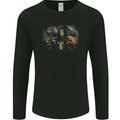 6 Dinosaur Collage T-Rex Raptor Dragons Mens Long Sleeve T-Shirt Black