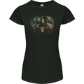 6 Dinosaur Collage T-Rex Raptor Dragons Womens Petite Cut T-Shirt Black