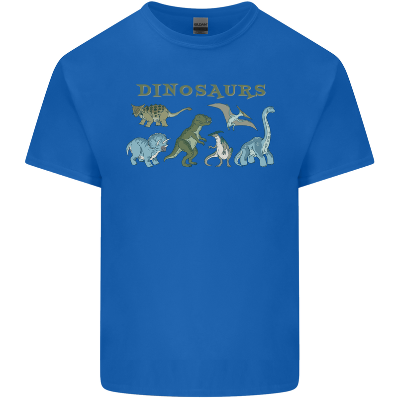 6 Dinosaurs Mens Cotton T-Shirt Tee Top Royal Blue