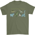 6 Dinosaurs Mens T-Shirt 100% Cotton Military Green