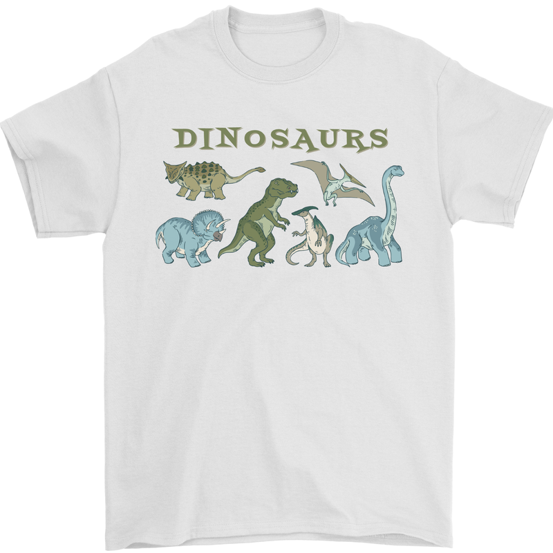 6 Dinosaurs Mens T-Shirt 100% Cotton White