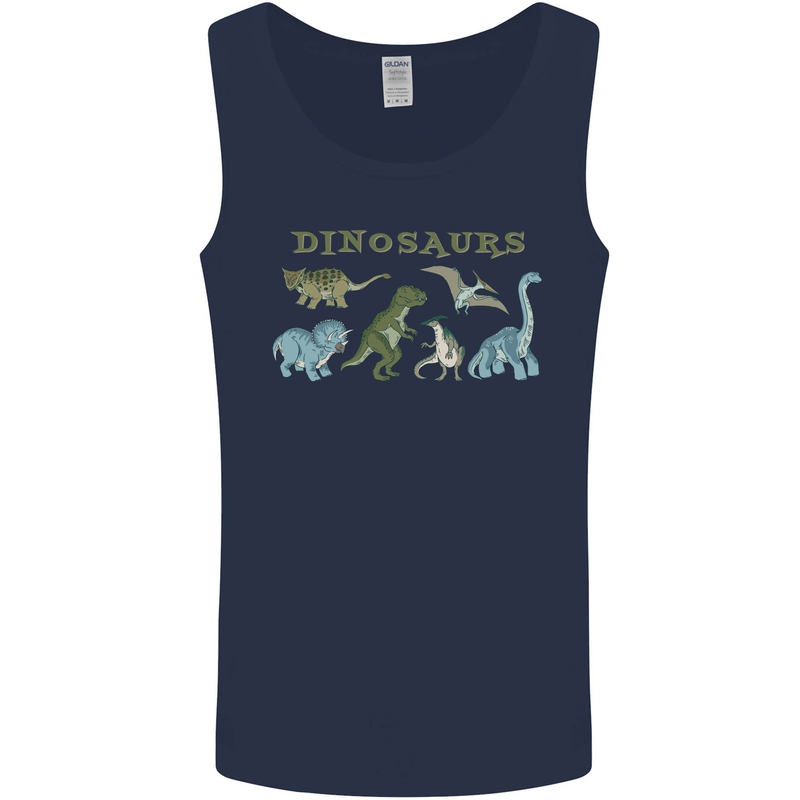 6 Dinosaurs Mens Vest Tank Top Navy Blue