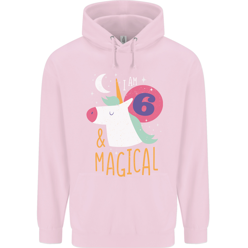 6 Year Old Birthday Girl Magical Unicorn 6th Childrens Kids Hoodie Light Pink