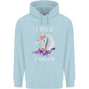 6 Year Old Birthday Magical Unicorn 6th Childrens Kids Hoodie Light Blue