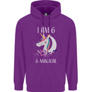 6 Year Old Birthday Magical Unicorn 6th Childrens Kids Hoodie Purple